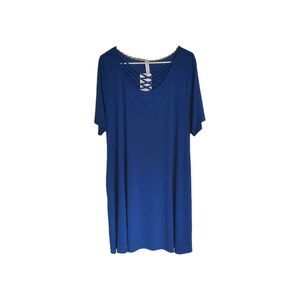 Paisley Grace Boutique Dress NWT Eden Royal Blue 2XL Strappy Neck Short Sleeve